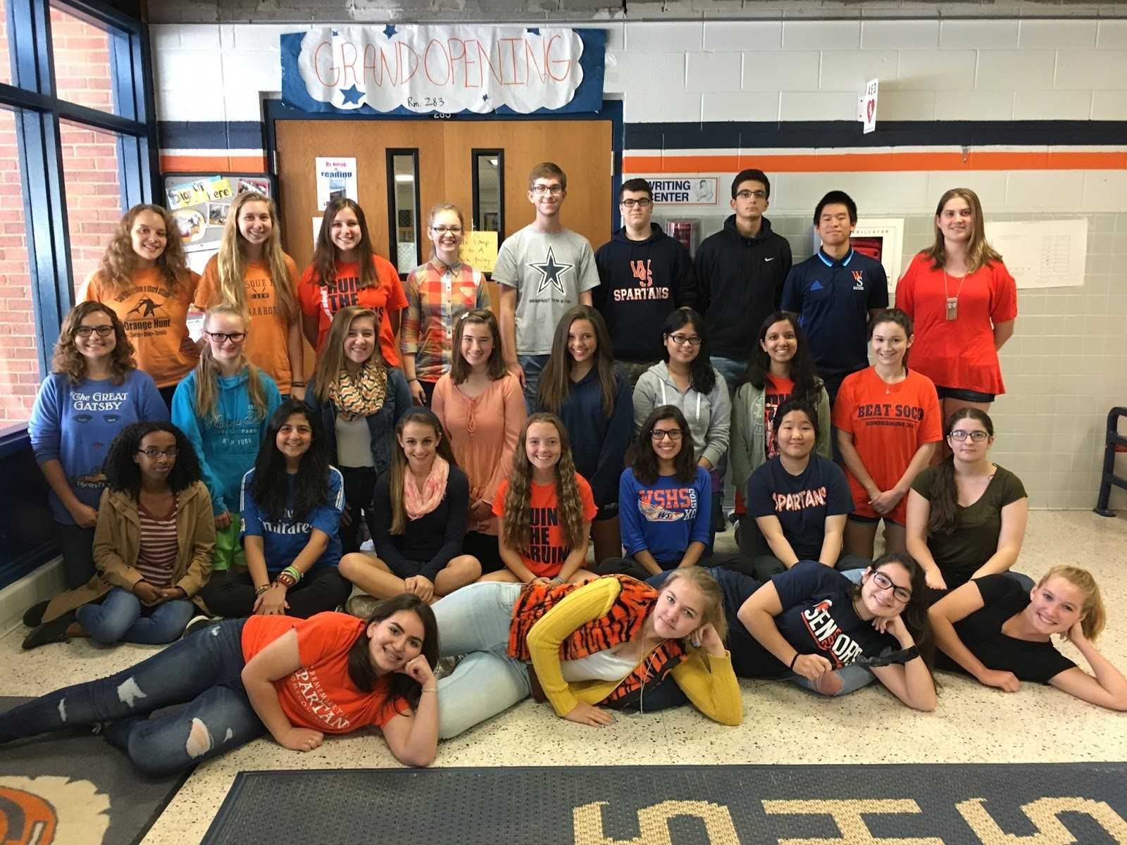 The current Writing Center focuses on helping other students with their writing pieces for English and other classes. Next year, the Writing Center will become the Peer Tutoring Center and will cater to all subject areas. Pictured above is this year’s Writing Center staff posing