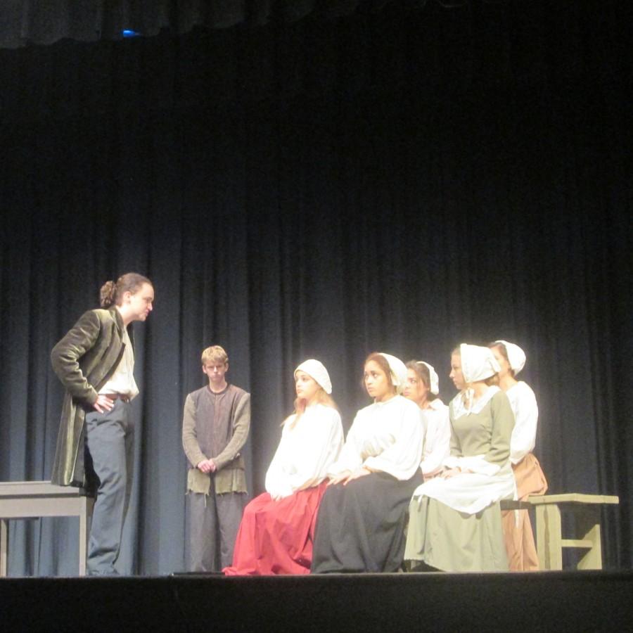 Spartan Drama students act out a scene from Arthur Miller’s play “The Crucible.” They acted out four of the plays’ main scences at the request of the English department. 