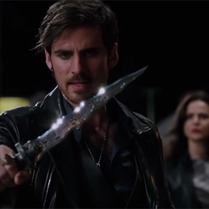 Captain Hook, played by Colin O’ Donoghue, tries to summon the Dark One by using his dagger, in “Once Upon a Time.” 