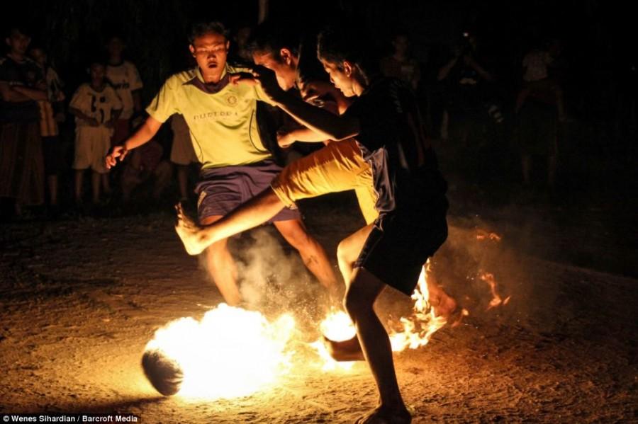 The Indonesian game of fireball soccer is pretty much like it sounds. It’s similar to the soccer matches we’re used to, with one hot catch. The ball—quite literally—is on fire during the competition.