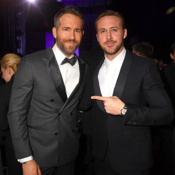 Ryan Reynolds, winner of the Best Actor in a Comedy Award and the Entertainer of the Year Award, and Ryan Gosling, who was nominated for many Best Actor Awards, pose for a photo at the Critics’ Choice Awards.