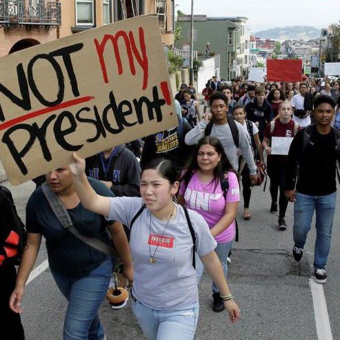 Citizens of Portland take to the streets protesting the election.  It goes to show  how much people disliked 2016.