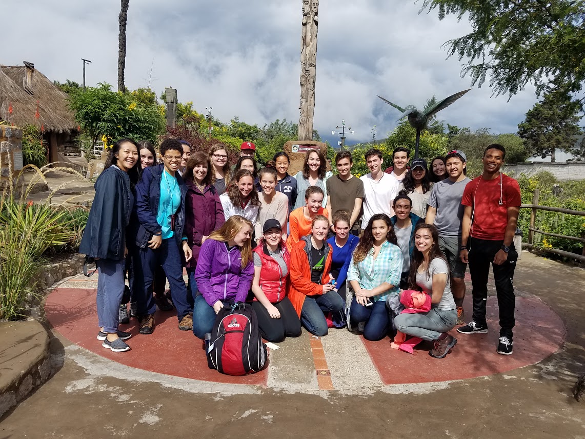 The group poses for a photo during their spring break service learning trip to Ecuador. FCPS led the trip, which had 14 WS participants, including AP Environmental teacher Patrick Boyd and Spanish teacher Susan Lampazzi.