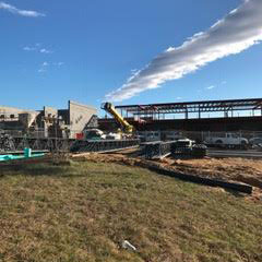 Construction smoke seen from school’s rear.