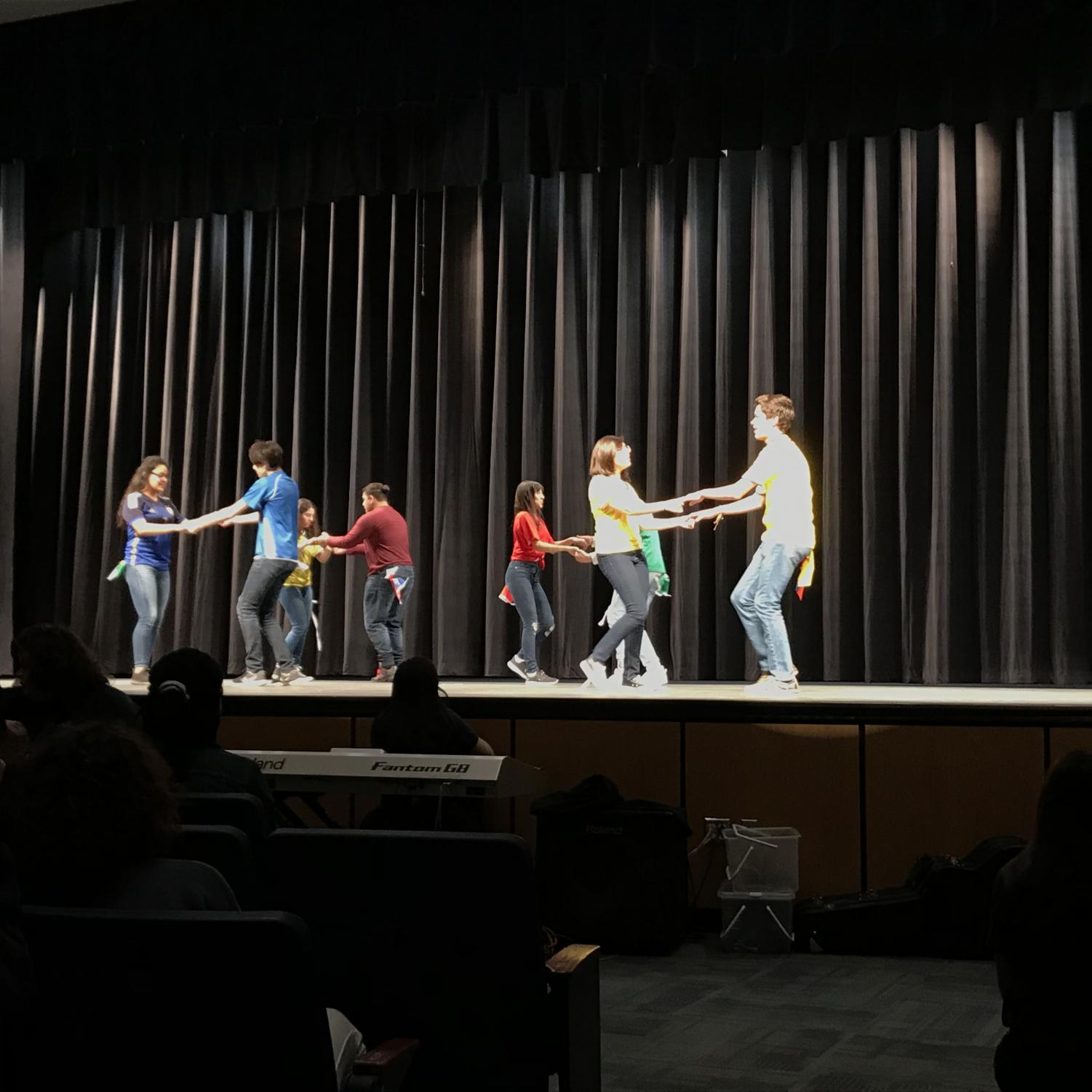 The Hispanic Heritage Club performed a cultural dance at the spring pep rally on April 6th.