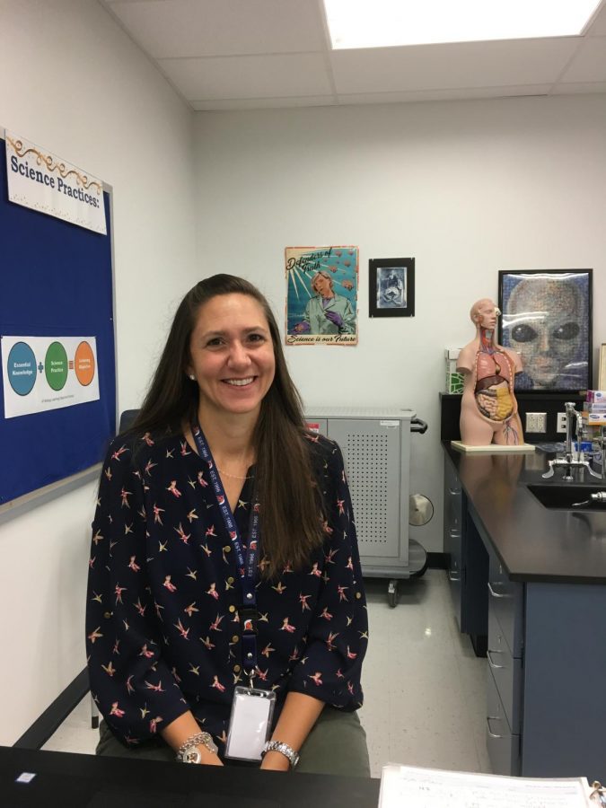 New AP Biology and Anatomy and Physiology teacher, Deborah Swantek, settles into her new room on the third floor with all her biology and anatomy models and posters.