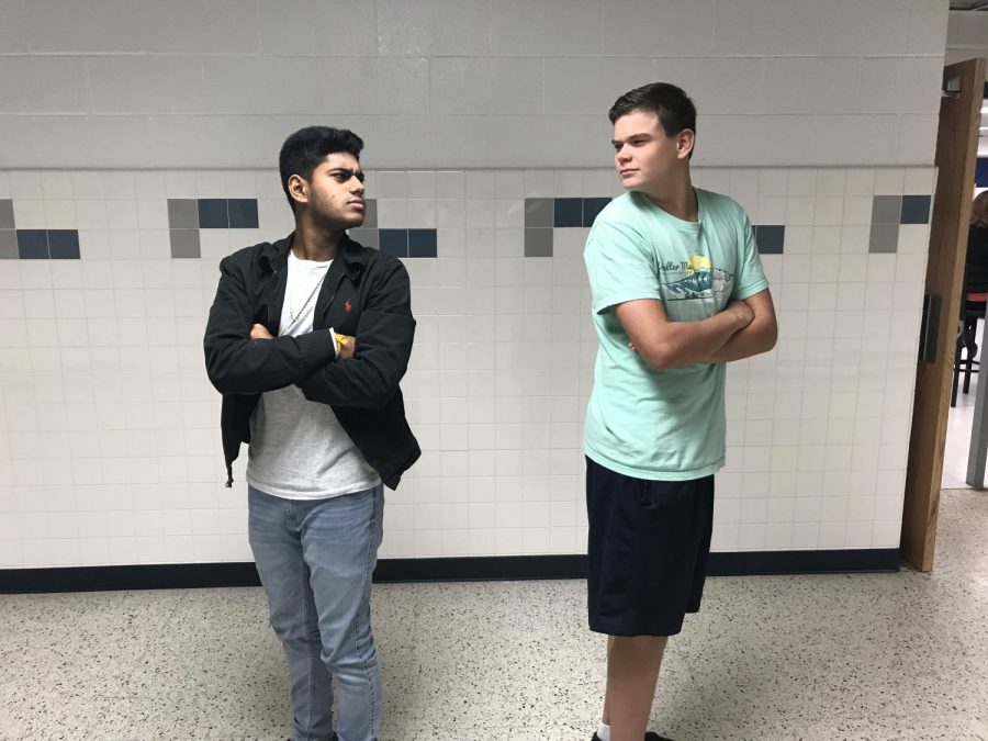 Juniors Ryan Metz and Tanvir Singh use their Hollywood-level acting to demonstrate the body language of uncuffers who do not want to be in a relationship.