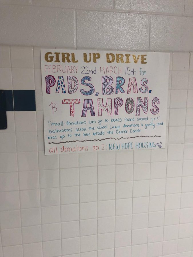 Posters were hung up on walls around school asking for donations of pads, bras, and tampons to go towards New Hope Housing, an organization that hopes to end the cycle of homelessness. The drive lasted from February 22nd to March 15th, with each donation directly impacting a homeless woman in need. 