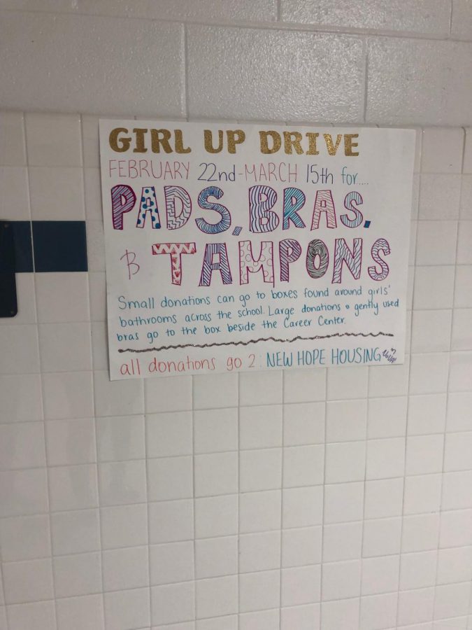 Posters+were+hung+up+on+walls+around+school+asking+for+donations+of+pads%2C+bras%2C+and+tampons+to+go+towards+New+Hope+Housing%2C+an+organization+that+hopes+to+end+the+cycle+of+homelessness.+The+drive+lasted+from+February+22nd+to+March+15th%2C+with+each+donation+directly+impacting+a+homeless+woman+in+need.+