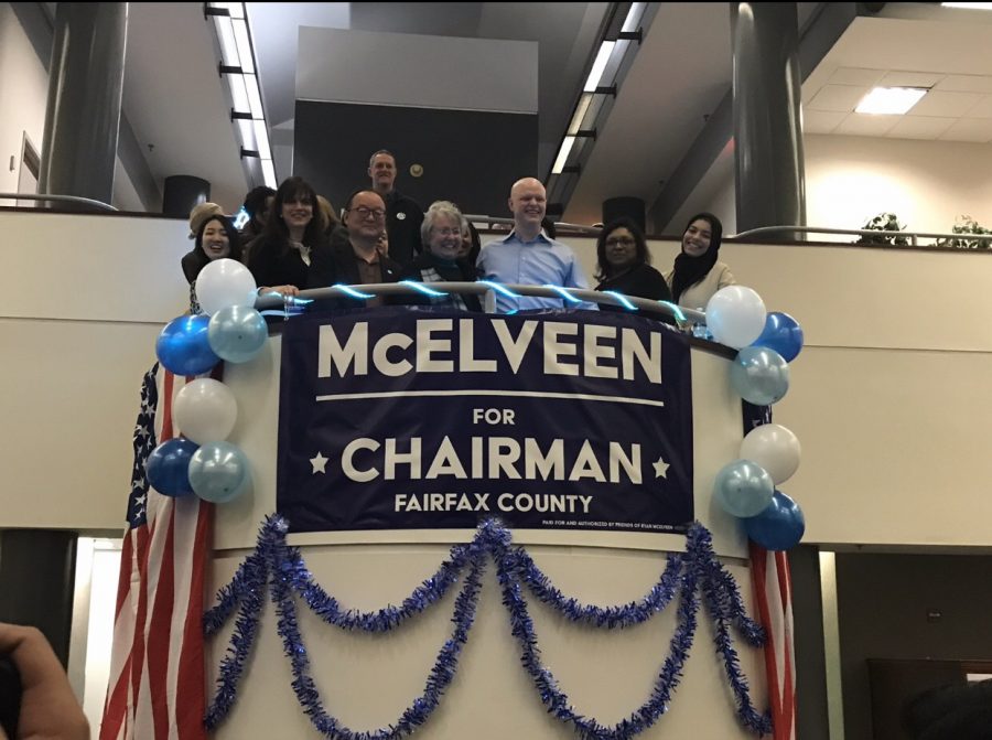 McElveen at his campaign kick off. In this photo he is standing alongside current members of the school board as well as candidates running for a position on the board.