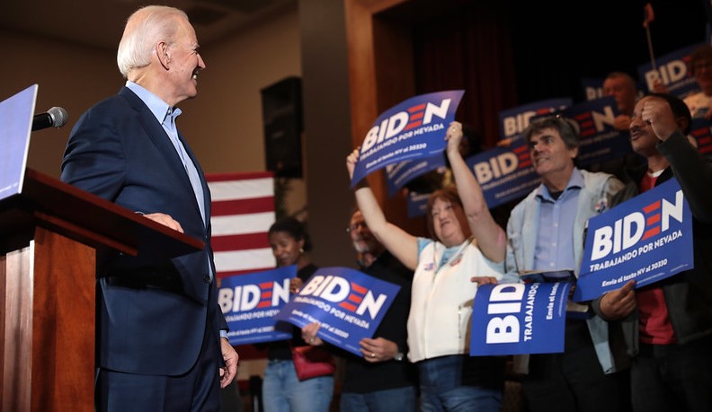 Former Vice President Joe Biden smiles at supporters during a campaign event before the Nevada Caucuses on February 22nd. Biden did poorly compared to Senator Sanders in Nevada, but he rebounded nicely and took the lead on Super Tuesday.