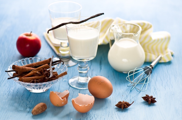Ingredients that can be commonly found in the kitchen, such as eggs and milk, which are often essential for desserts.