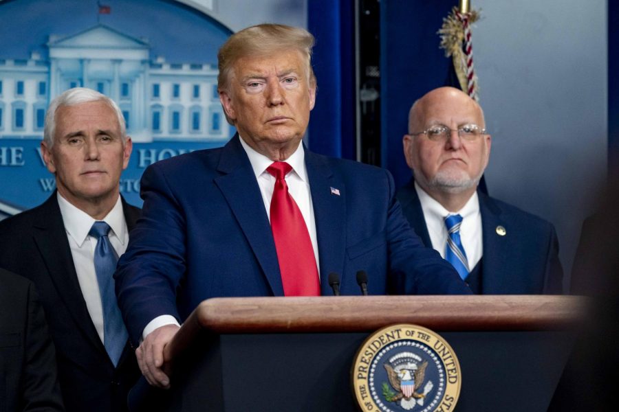 President Trump answering questions at a Coronavirus Task Force press conference on February 29, 2020.