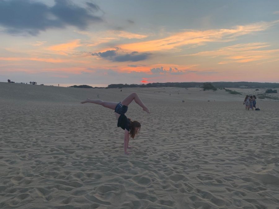 Sophomore Jessica Behan stays active in quarantine by dancing at the Outer Banks in North Carolina. 