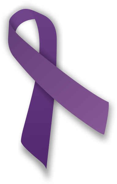 Purple ribbon for Purple Up! Day. Purple is the color that symbolizes all branches of the military, as a combination of Army green, Coast Guard blue, Air Force blue, Marine red, and Navy blue.