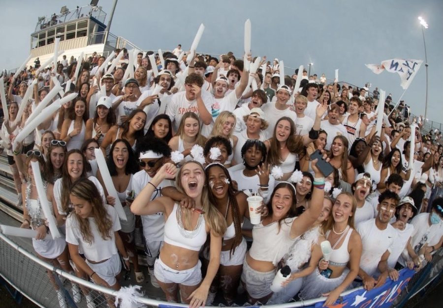 Students celebrate the return of fall football with the Spartans home opening victory against Mount Vernon High School. After a year and a half of virtual learning, students show their excitement to be back in-person for  school sporting events.