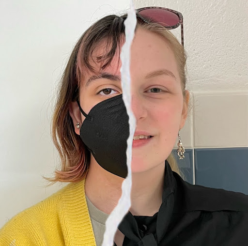 Pictured above is Piper Rigsby and Amelia Birch, one choosing to and one not choosing to wear a mask at school, respectively. While some choose to no longer wear masks because of recent changes to CDC guidelines, others still do not feel as if it is safe enough to do so.
