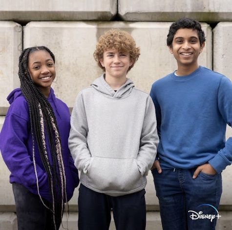 The trio’s first public picture together, which was accompanied by the casting announcements of Jeffries (left) as Annabeth and Simhadri (right) as Grover. Scobell (middle) as Percy had been announced before them.
