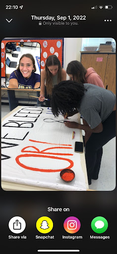 The BeReal goes off at any time during the day, and each day it’s completely random. The leadership class was in the middle of making signs for the football game student section when their BeReal went off.