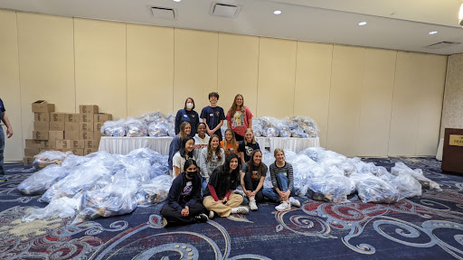 The interact club at the rotary club snack pack.