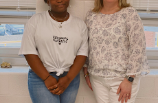 Senior Teresa Andrews and Women’s History teacher Joanne Pendry wore white for the Women’s History Month spirit week, which celebrates suffragists. The color white signifies the virtue suffragists brought to public life to promote their cause.