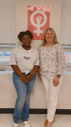 Senior Teresa Andrews and Women’s History teacher Joanne Pendry wore white for the Women’s History Month spirit week, which celebrates suffragists. The color white signifies the virtue suffragists brought to public life to promote their cause.