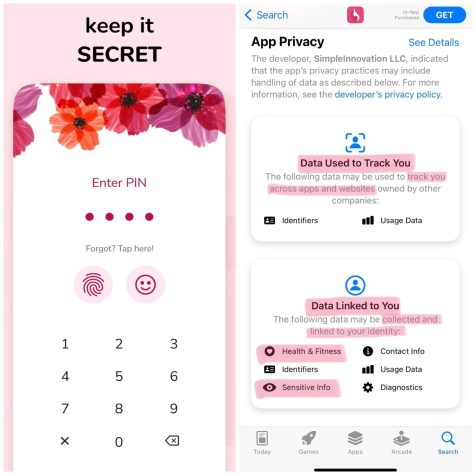 In the App Store, My Calendar is advertised as secure because it has pin, Thumb ID, and Face ID options. Despite these additional safety features, the app tracks and links personal data as seen in the App Privacy section. This demonstrates how important it is to be mindful of terms and conditions, particularly for something as personal and sensitive as menstrual data.