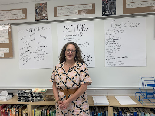 English teacher Katie Newman’s room is decorated with a wide variety of books and posters for her classes. Outside of teaching, she enjoys cooking with her daughters and, by no surprise, reading.