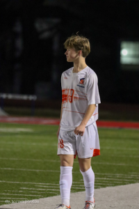 Freshman Coan Barnett playing in a preseason game against South Lakes. Barnett started during the scrimmage that they won 3-1.