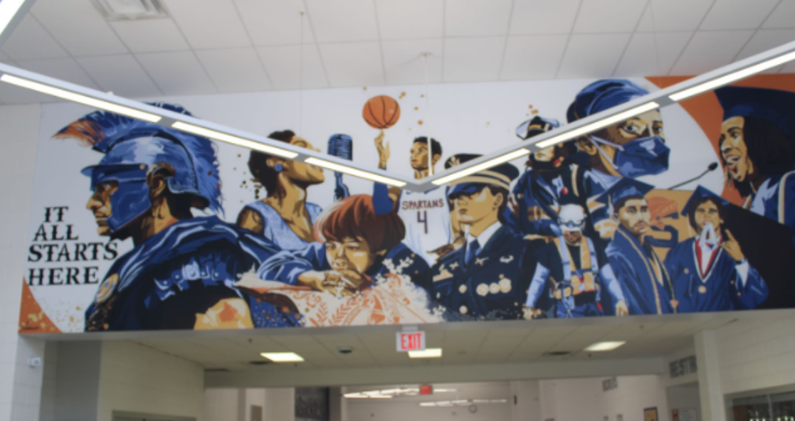 New Spartan mural:  behind the scenes